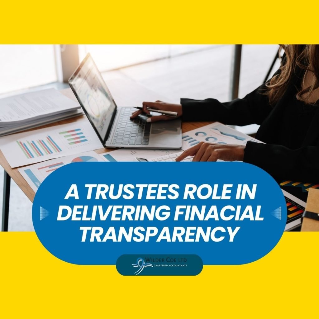 Financial trustees sat at a laptop exploring accounting information.