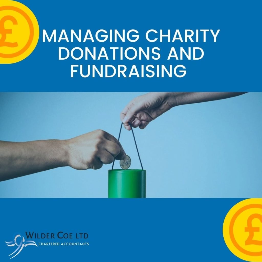 A charity donation bucket fundraising money