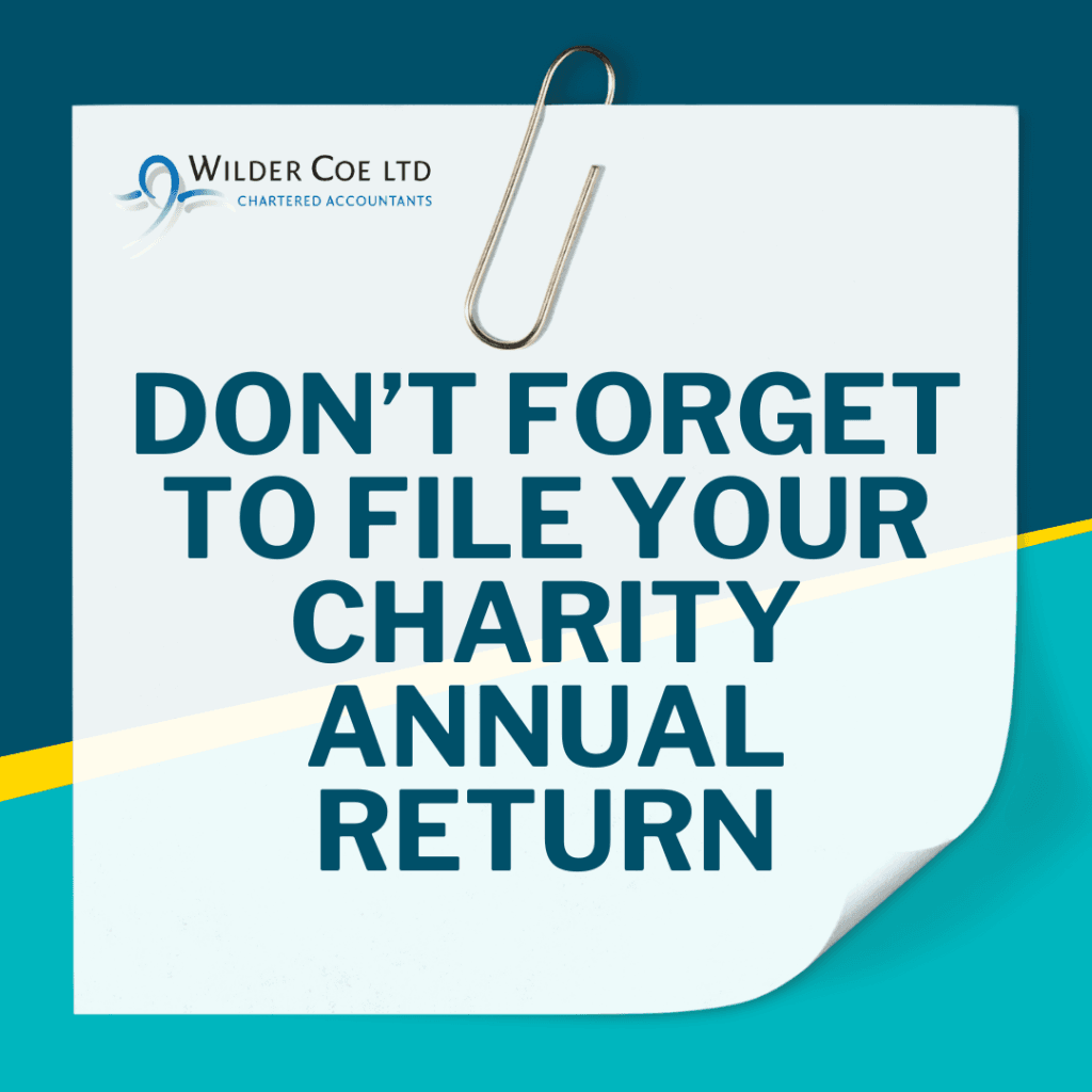 A post it note with the caption "Don't forget to file your charity annual return".